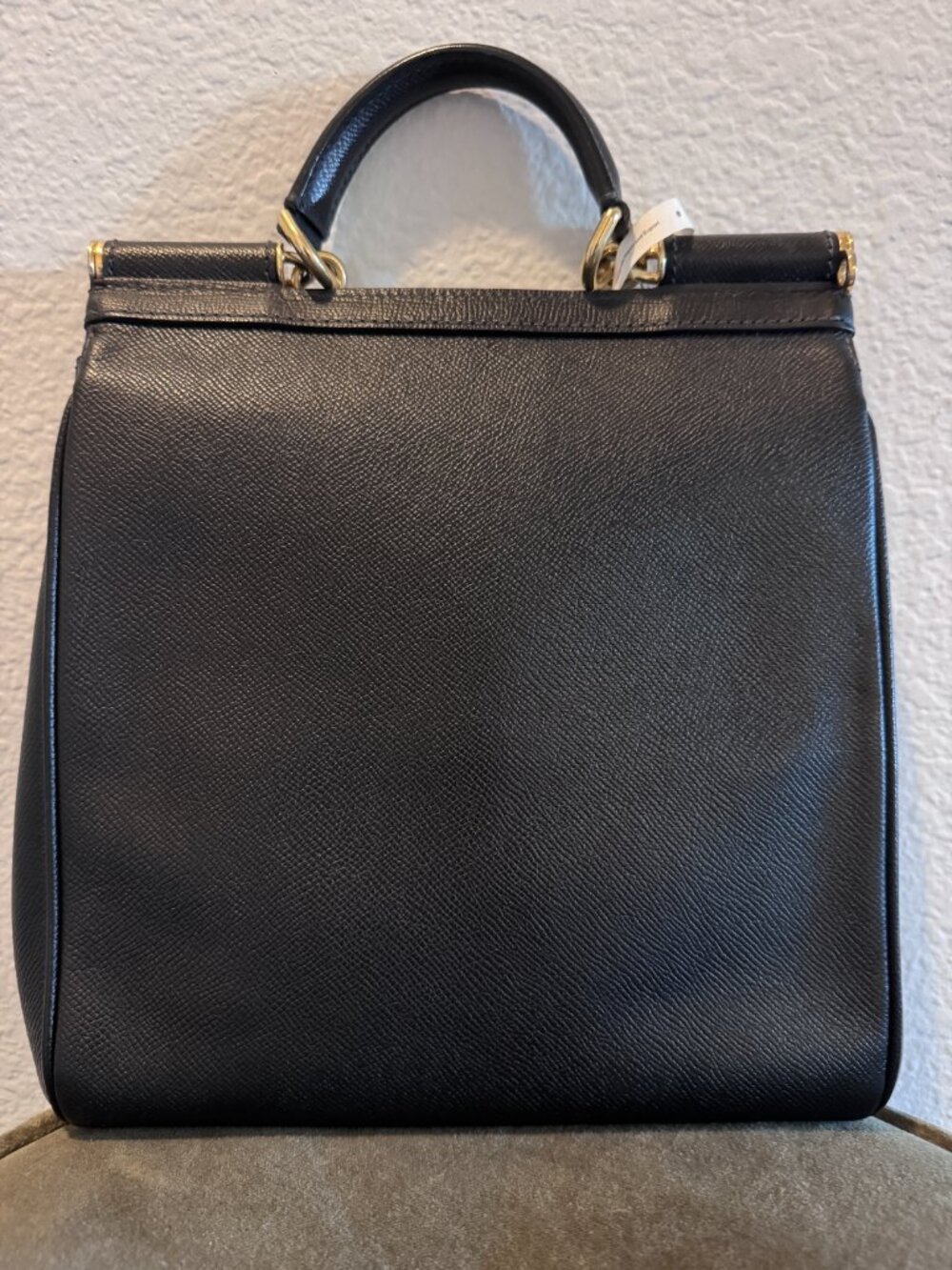 Dolce & Gabbana Black Leather Top Handle Shoulder Bag + COA - Picture 4 of 13